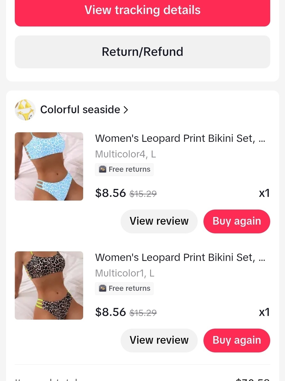 Colorful Seaside Women's Leopard Print Bikini Set - Light Blue